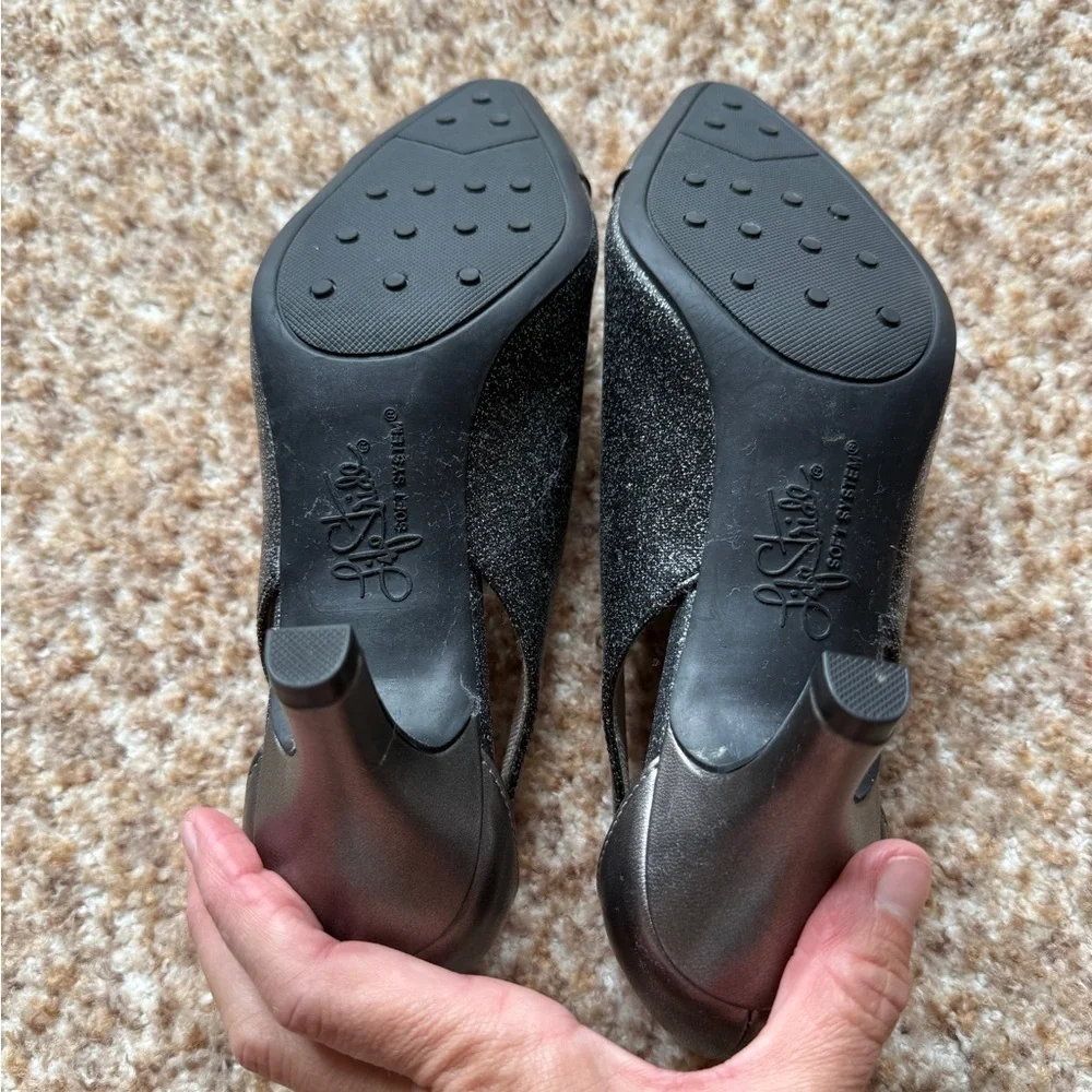 Life Stride Soft System 2.5" Heels Cap toe Pump Metallic Gray Sparkle 7 Classy - Picture 4 of 5